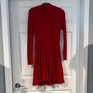 Calvin Klein Vibrant Red Long Sleeve Dress